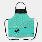Light Turquoise met Gold Hearts Kitchen Schort (Voorkant)