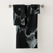 Light Turquoise Vein Black Marble Kijk uit Bad Handdoek (Insitu)
