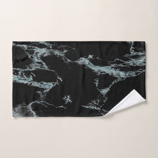 Light Turquoise Vein Black Marble Kijk uit Bad Handdoek (Handdoek)