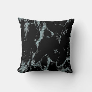 Light Turquoise Vein Black Marble Kijk uit Kussen