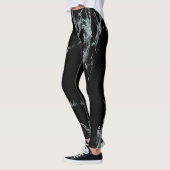 Light Turquoise Vein Black Marble Kijk uit Leggings (Links)