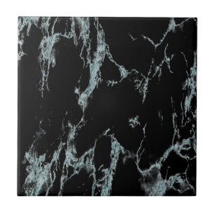 Light Turquoise Vein Black Marble Kijk uit Tegeltje