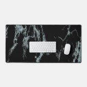 Light Turquoise Vein Black Marble Look Bureaumat (Keyboard & Muis)