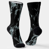 Light Turquoise Vein Black Marble Look Sokken (Gebogen)