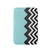 Light Turquoise White Black Zigzag Stripes Pattern Badmat (Voorkant Verticaal)