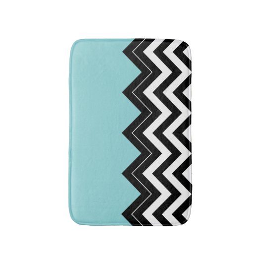 Light Turquoise White Black Zigzag Stripes Pattern Badmat (Voorkant Verticaal)