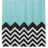 Light Turquoise White Black Zigzag Stripes Pattern Douchegordijn (Voorkant)