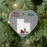 "Light Up the Season" Ceramic Heart Ornament<br><div class="desc">Light up the holidays with this festive snowy candle digital image.</div>