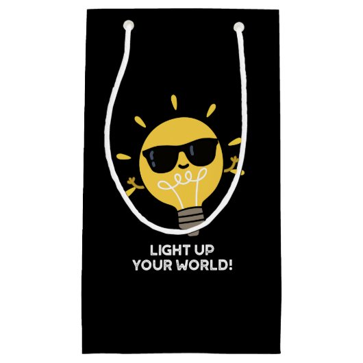 Light Up YOur World Positive Bulb Pun Dark BG Klein Cadeauzakje (Voorkant)