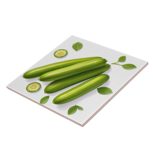 Light Vegetable Cucumber Floral Pattern Tegeltje (Zijkant)