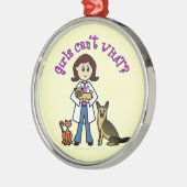 Light Veterinarian Girl Metalen Ornament (Links)