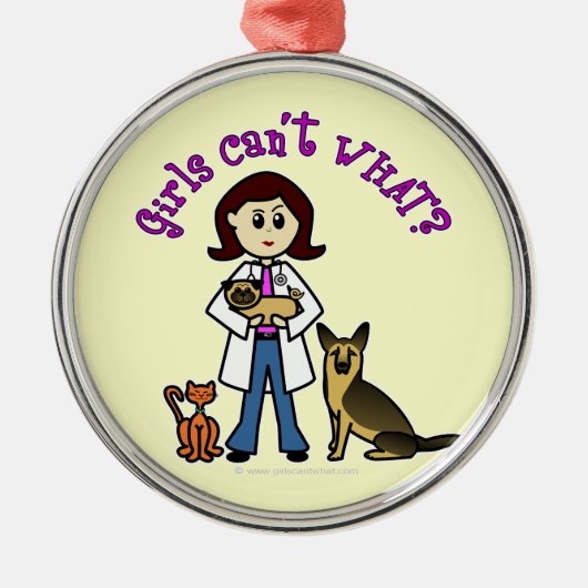 Light Veterinarian Girl Metalen Ornament (Voorkant)