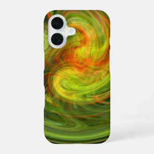 LIGHT VORTEX Vibrant Yellow Oranje Fractal Waves iPhone 16 Hoesje