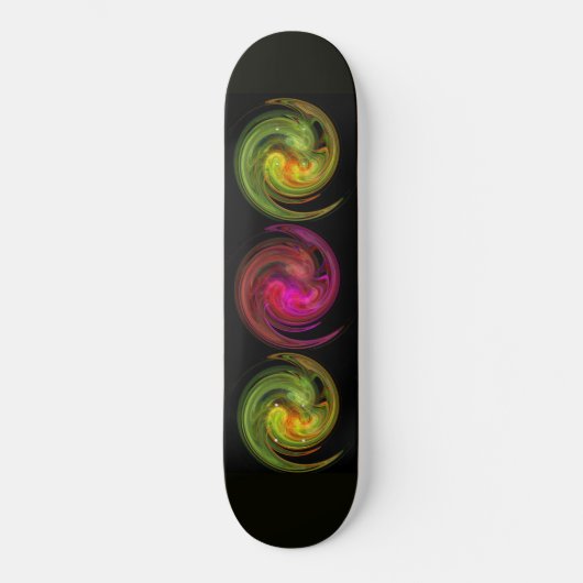 LIGHT VORTEX, zwart rood roze groen sinaasappel Skateboard (Voorkant)