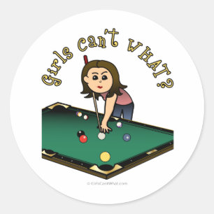 Light Vrouw Billiards Player Ronde Sticker