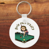 Light Vrouw Billiards Player Sleutelhanger (Voorkant)