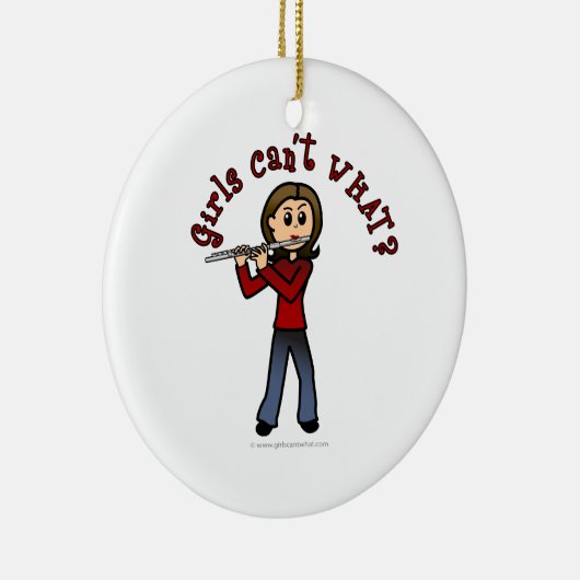 Light Vrouw Flute Player Keramisch Ornament (Rechts)