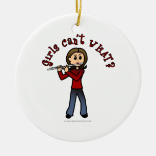 Light Vrouw Flute Player Keramisch Ornament