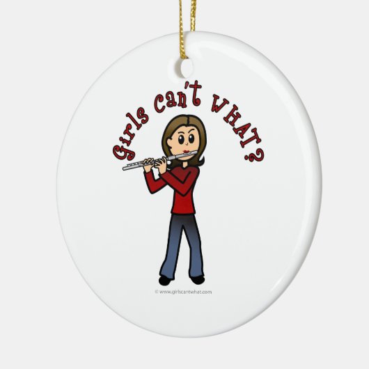 Light Vrouw Flute Player Keramisch Ornament (Links)