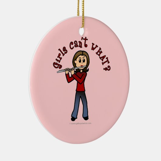 Light Vrouw Flute Player Keramisch Ornament (Rechts)