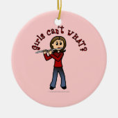 Light Vrouw Flute Player Keramisch Ornament (Voorkant)