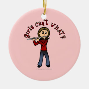 Light Vrouw Flute Player Keramisch Ornament