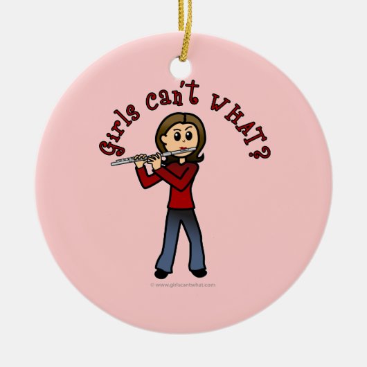 Light Vrouw Flute Player Keramisch Ornament (Voorkant)