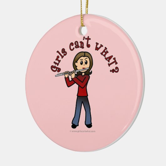 Light Vrouw Flute Player Keramisch Ornament (Links)