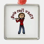 Light Vrouw Flute Player Metalen Ornament (Voorkant)