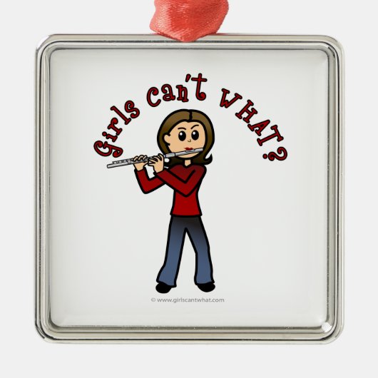 Light Vrouw Flute Player Metalen Ornament (Voorkant)