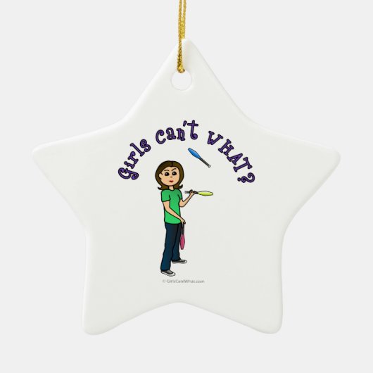 Light Vrouw Juggler Keramisch Ornament (Voorkant)