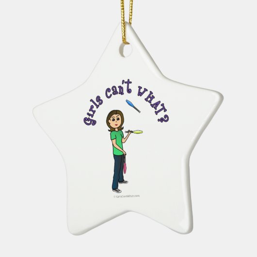 Light Vrouw Juggler Keramisch Ornament (Links)