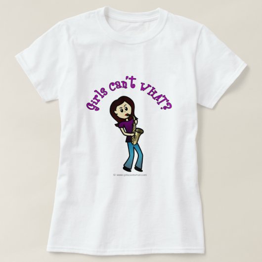 Light Vrouw Saxophone Player T-shirt (Design voorkant)