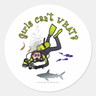 Light Vrouw Scuba Diver Ronde Sticker