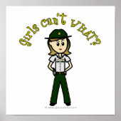 Light Vrouw Sheriff in Green Uniform Poster (Voorkant)