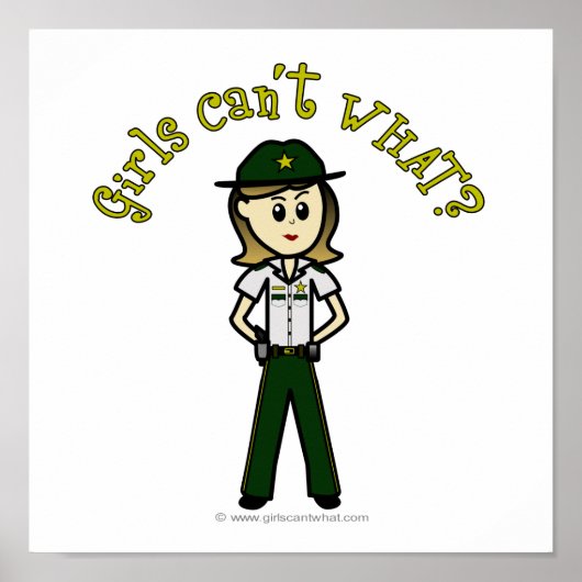 Light Vrouw Sheriff in Green Uniform Poster (Voorkant)