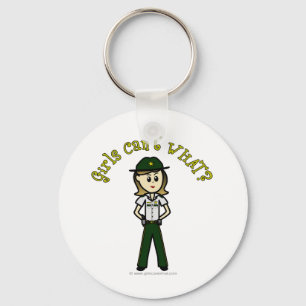 Light Vrouw Sheriff in Green Uniform Sleutelhanger