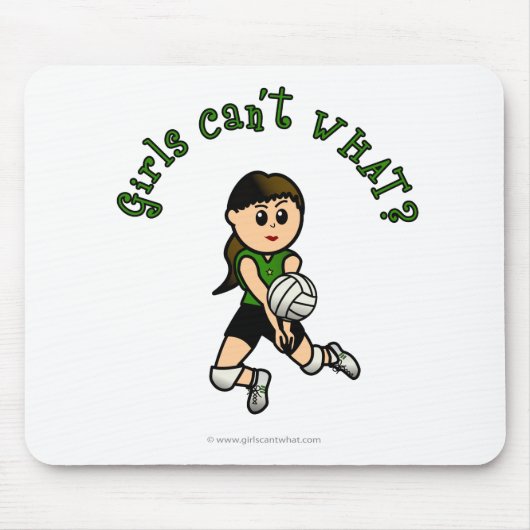 Light Vrouw Volleyball Player in Green Uniform Muismat (Voorkant)