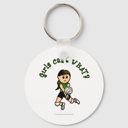 Light Vrouw Volleyball Player in Green Uniform Sleutelhanger (Voorkant)
