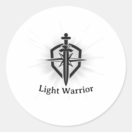 Light Warrior Sword And Shield Ronde Sticker (Voorkant)