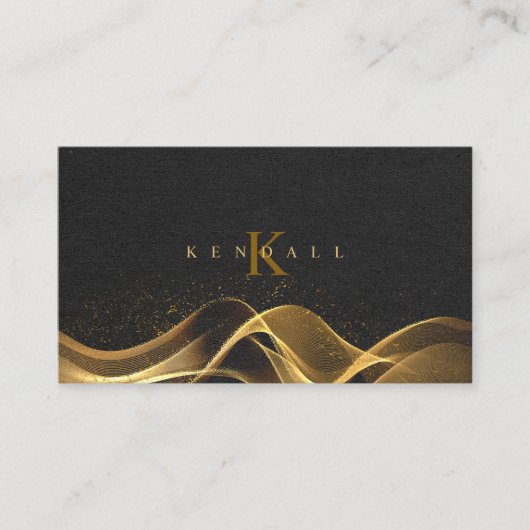 Light Wave and Stardust Monogram Gold ID781 Visitekaartje (Voorkant)