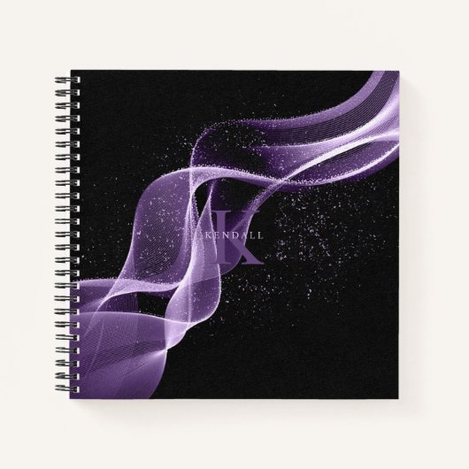 Light Wave and Stardust Monogram Lavender ID781 Notitieboek (Voorkant)