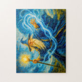 Light-wielding mage in fantasy oil art legpuzzel (Verticaal)