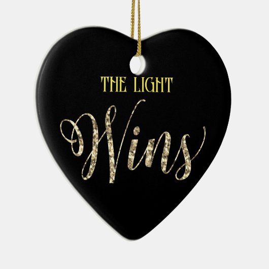 *~* Light Wins Gold Glitter Heart Ornament (Rechts)