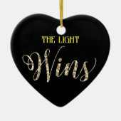 *~* Light Wins Gold Glitter Heart Ornament (Voorkant)