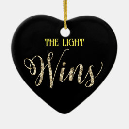 *~* Light Wins Gold Glitter Heart Ornament