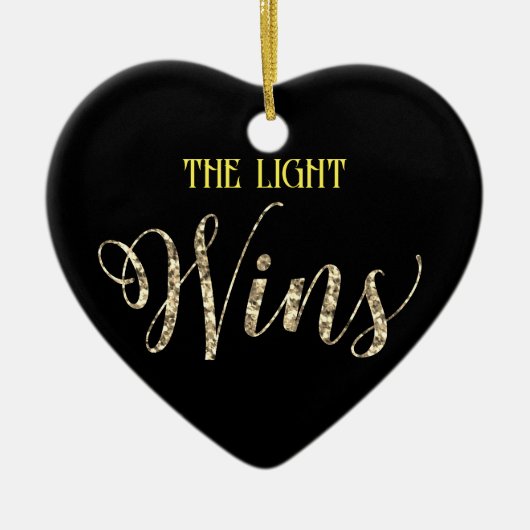 *~* Light Wins Gold Glitter Heart Ornament (Voorkant)