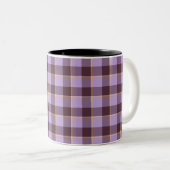 Light Wisteria and Livid Brown Plaid Purple Tweekleurige Koffiemok (Voorkant rechts)