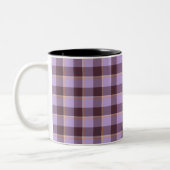 Light Wisteria and Livid Brown Plaid Purple Tweekleurige Koffiemok (Links)
