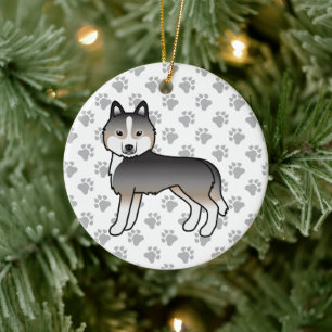 Light Wolf Gray Siberian Husky Cute Cartoon Dog Keramisch Ornament